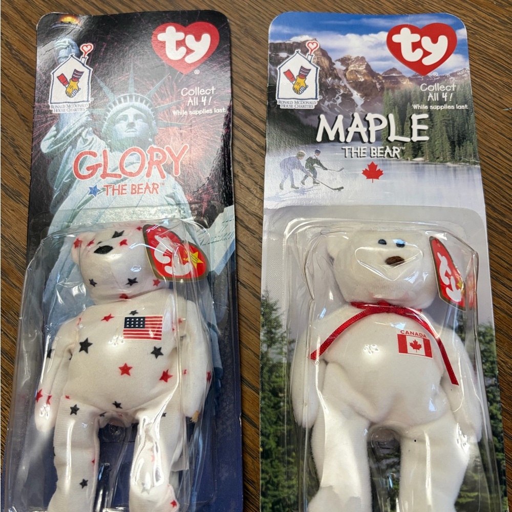 McDonald’s RARE Ty Beanie Babies Glory The Bear & Maple The Bear